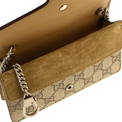 Mini borsa GG con tracolla in pelle beige chiaro 